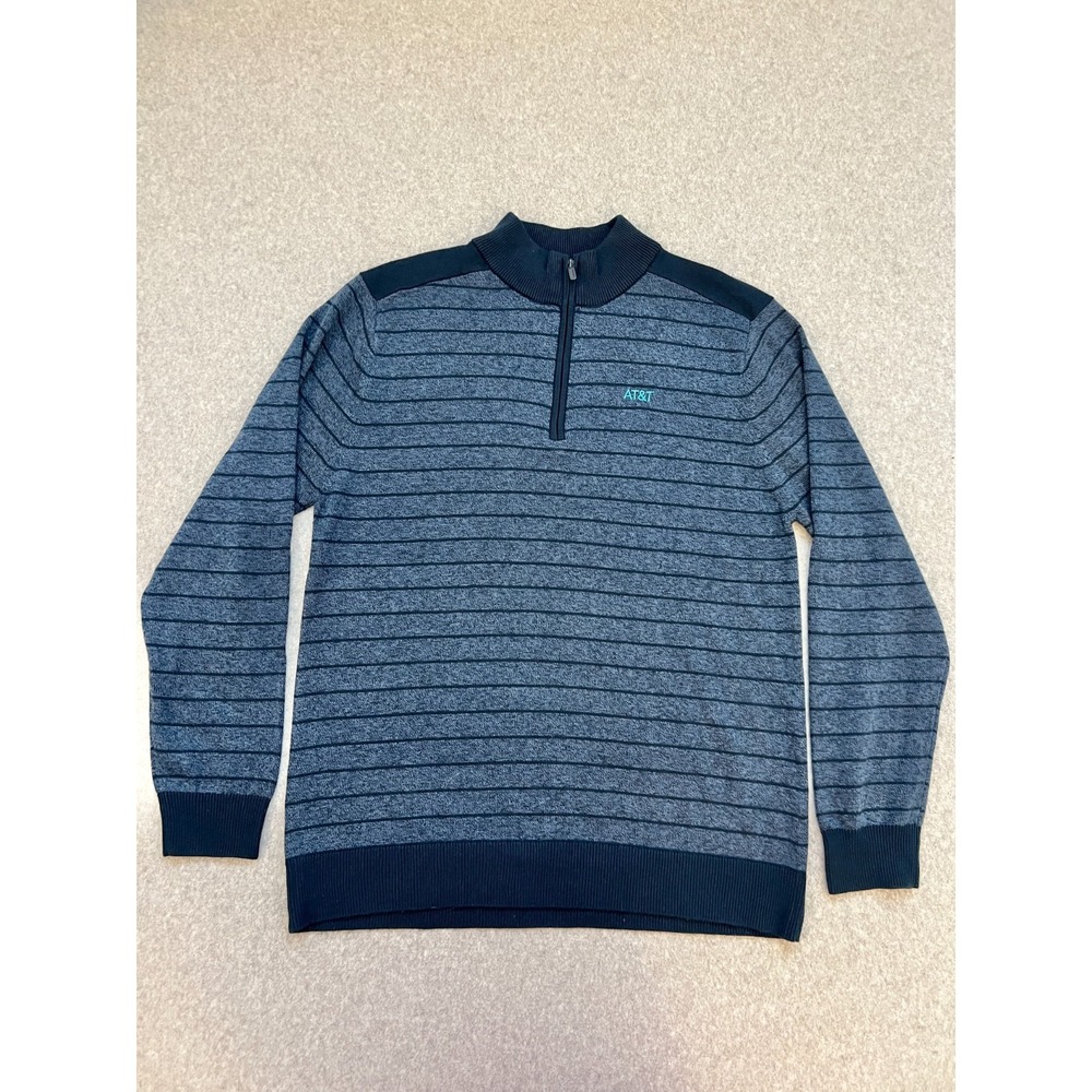 AT&T Employee Sweater Uniform Men's XL Blue Quarter Zip Jacket Pullover Knit